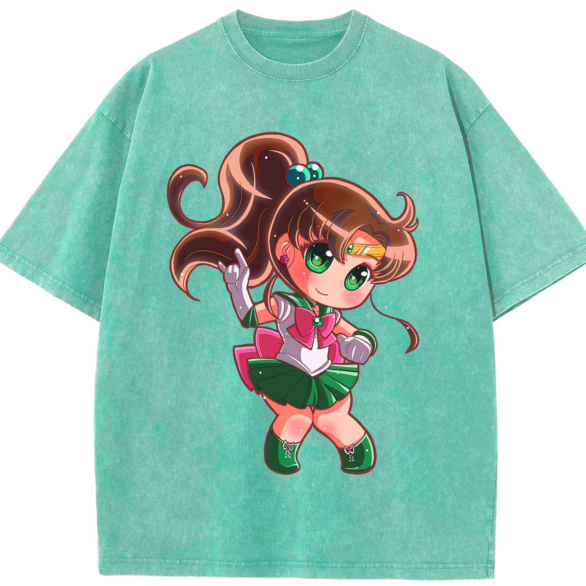 （画像用） 美少女戦士セーラームーン 木野 まこと きの まこと Sailor Moon Kino Makoto （セーラージュピター；Sailor Jupiter） 綿100% ヴィンテージ風 半袖Tシャツ（フロントプリント）